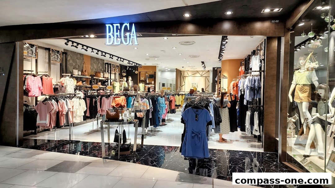 BEGA store interior showcasing a wide selection of women's apparel and accessories.