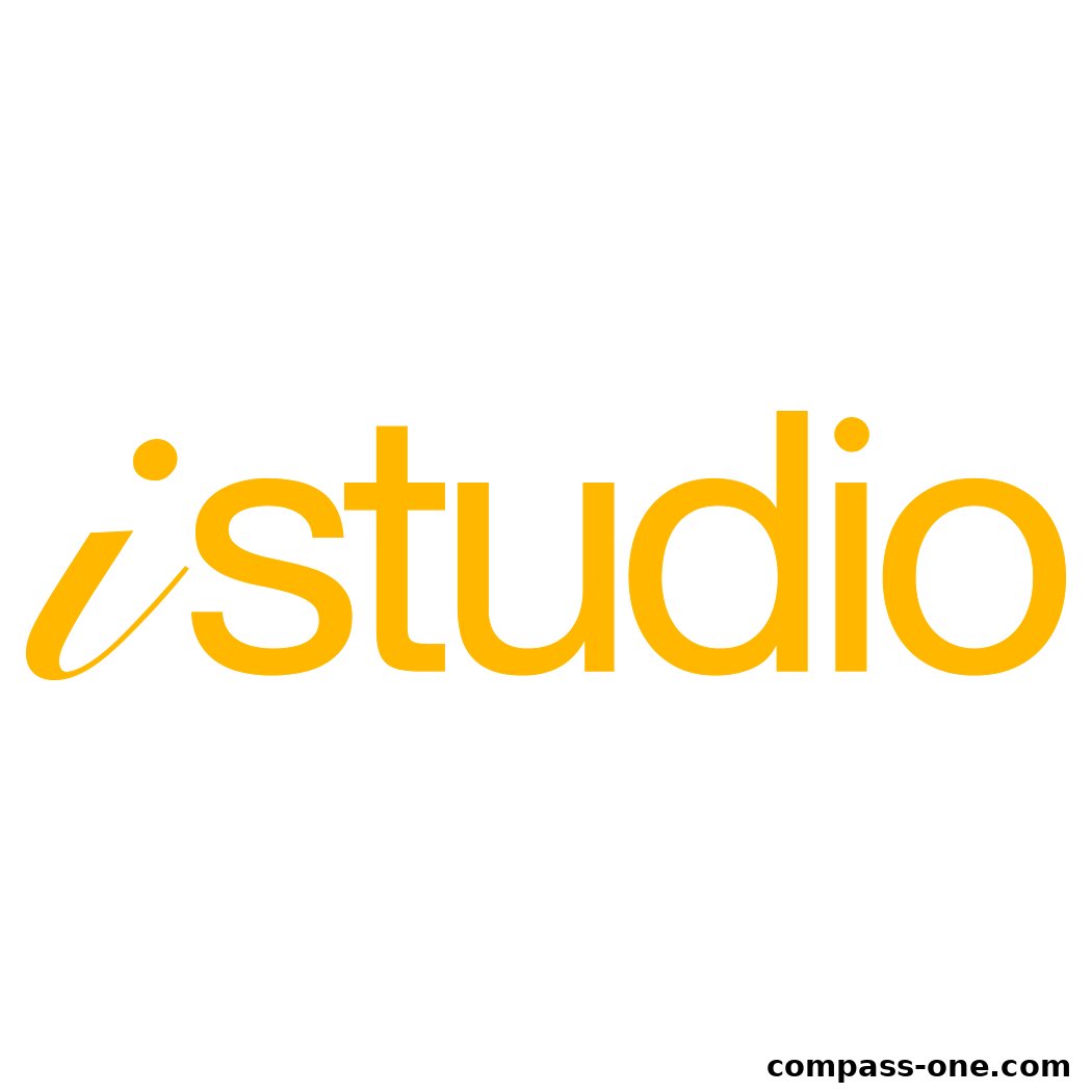The iStudio logo in bright yellow on a black background.