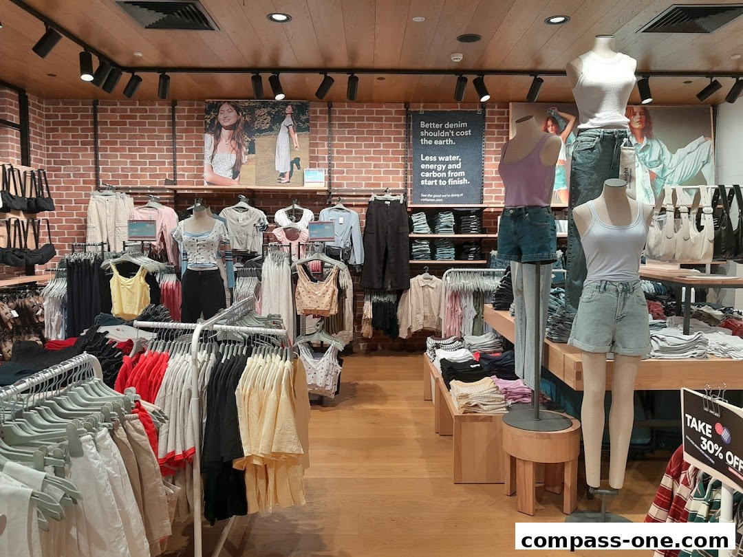 Interior view of a Cotton On store showcasing a variety of clothing on racks and mannequins.
