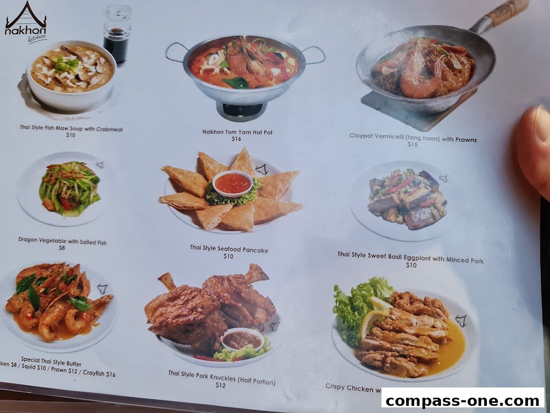 A menu showcasing various Thai dishes with enticing images and prices.