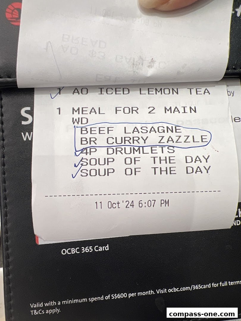 A receipt from Pepper Lunch showing various food items and their prices.