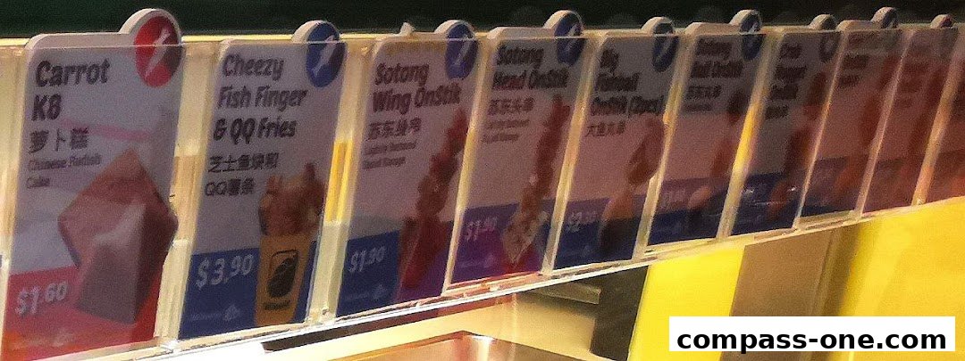 A close-up of a menu board displaying various food items with prices and descriptions.