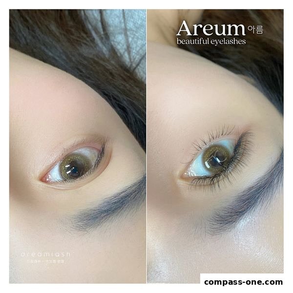 Before and after comparison of eyelash extensions, showcasing dramatic results.