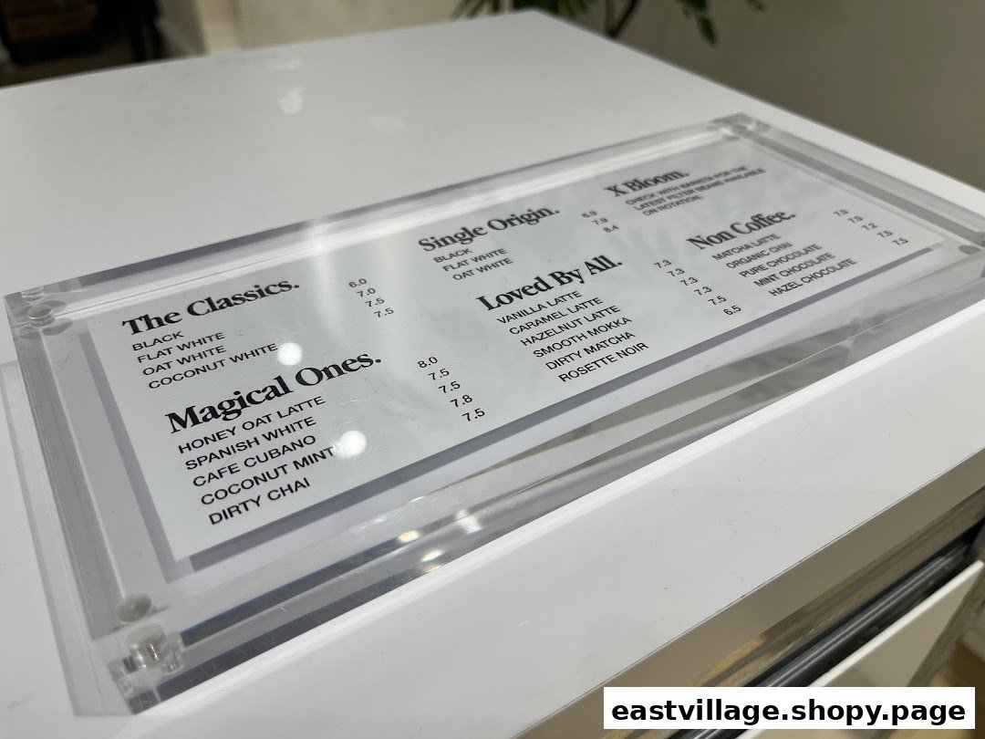 A clear, minimalist menu for Ground Floor Coffee, showcasing a variety of coffee and non-coffee beverages.