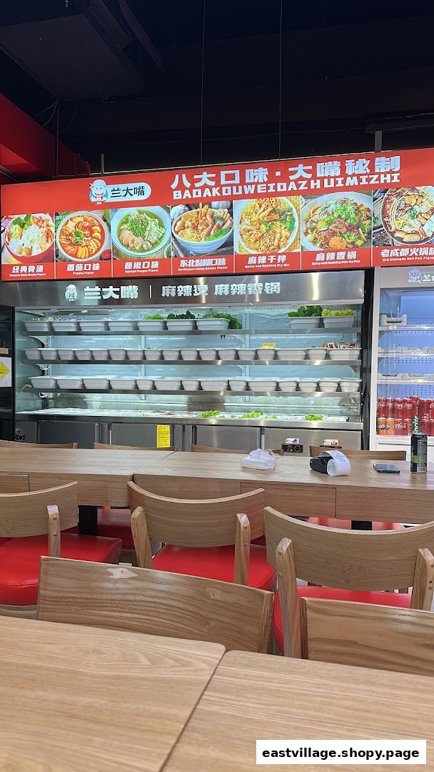 Interior view of Lan Da Zui restaurant, showcasing its self-serve food display and dining area.