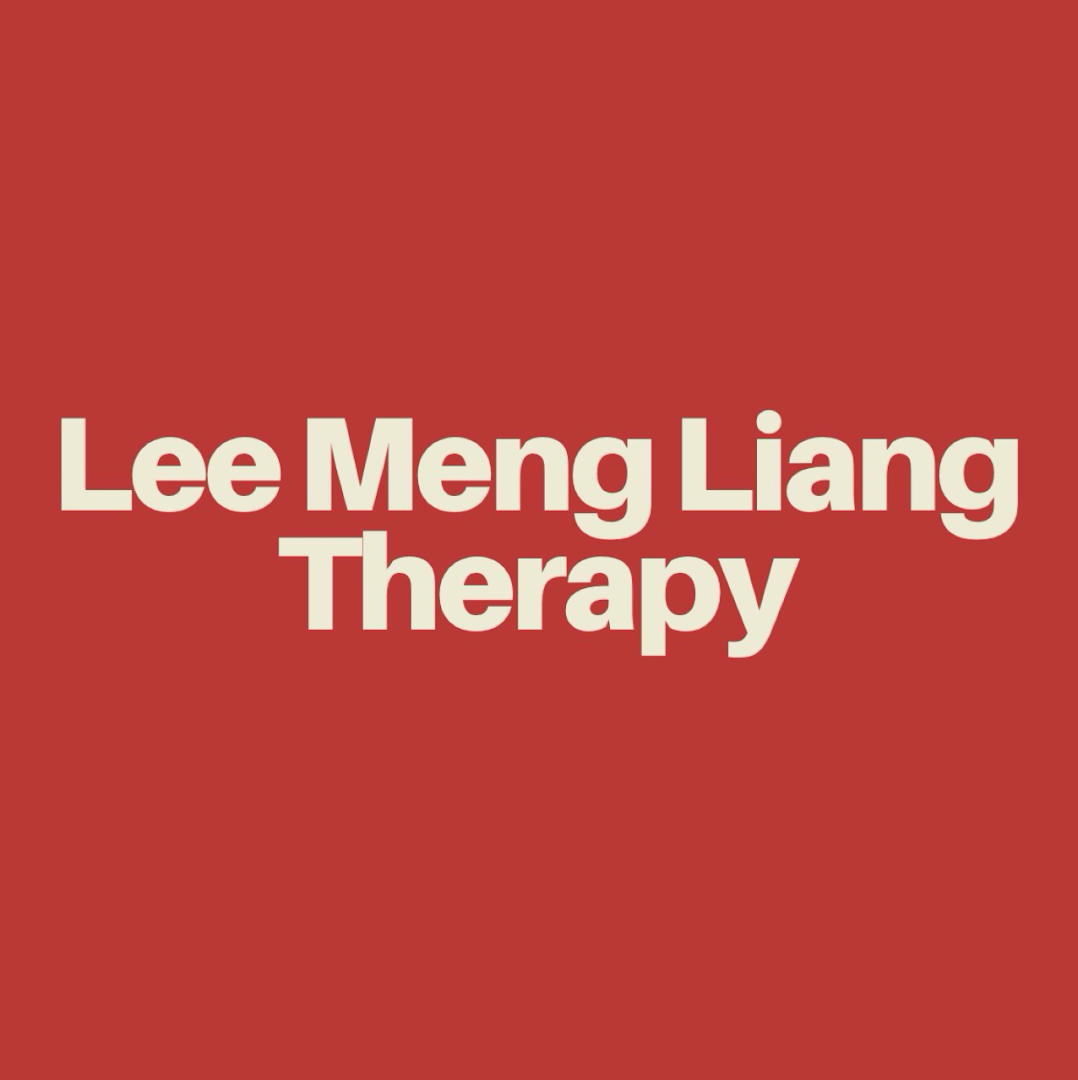 A red background with the shop name 'Lee Meng Liang Therapy' in white text.