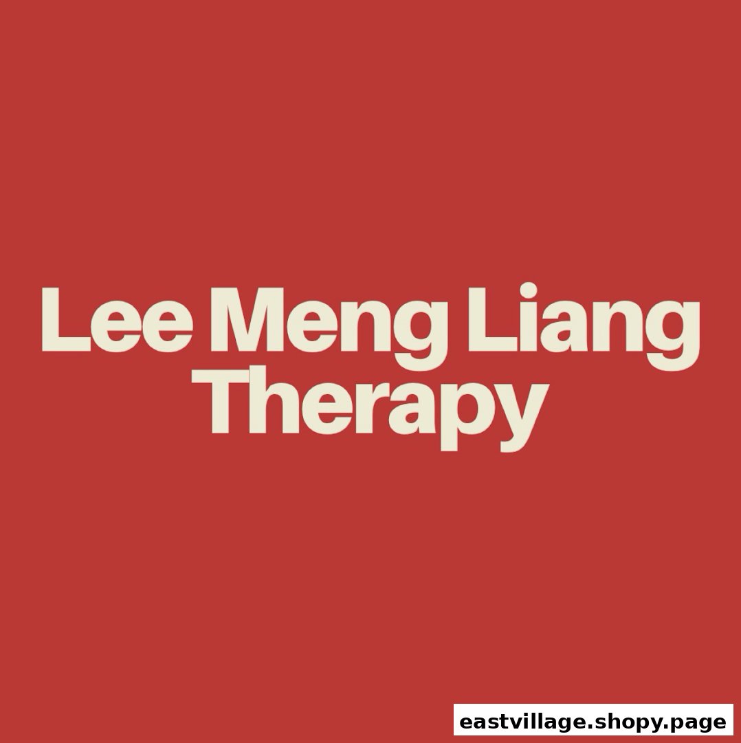 A red background with the shop name 'Lee Meng Liang Therapy' in white text.