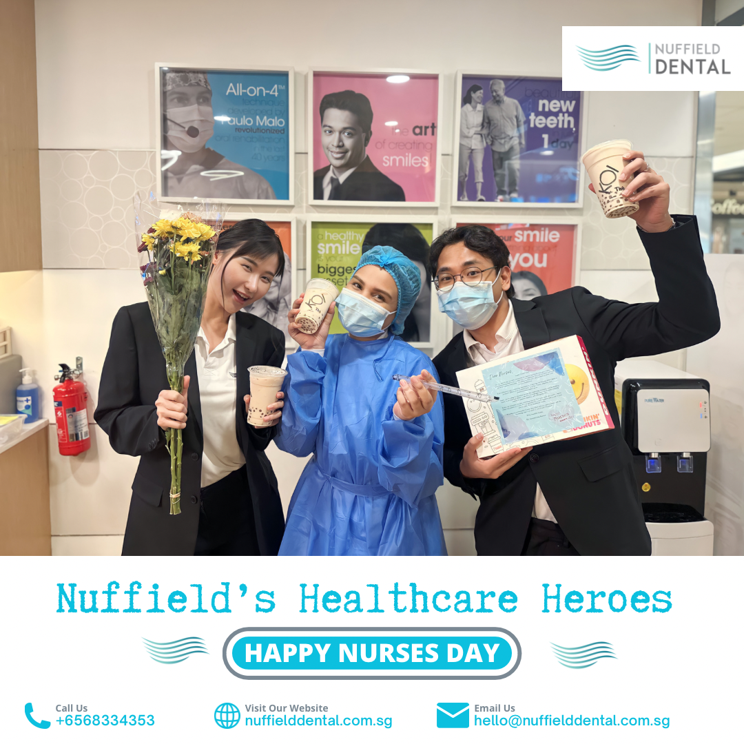 Nuffield Dental staff celebrate Nurses Day with gifts and smiles in their clinic.