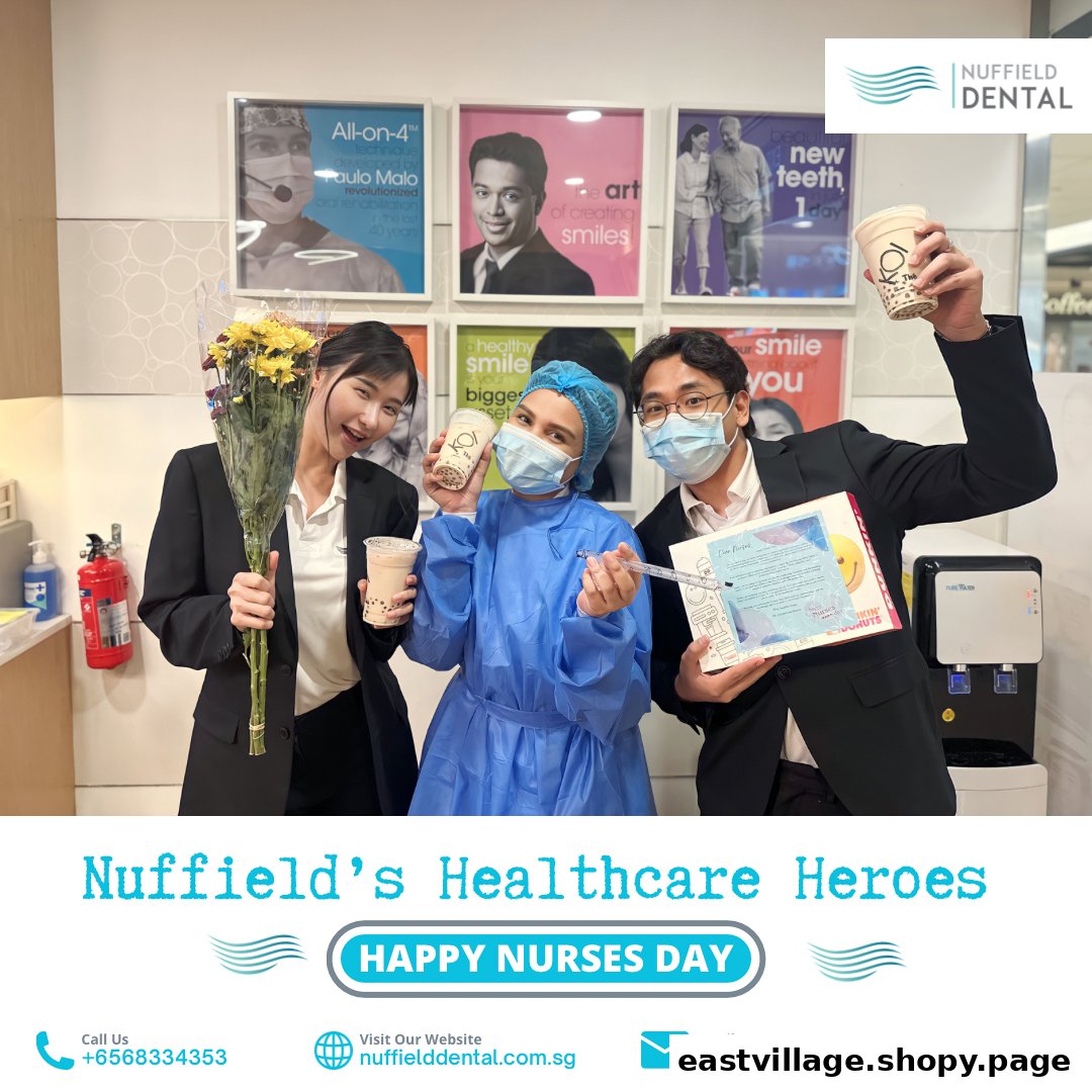 Nuffield Dental staff celebrate Nurses Day with gifts and smiles in their clinic.