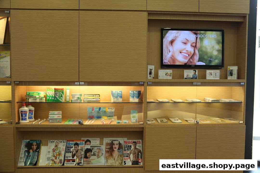 Interior view of Nuffield Dental clinic, featuring product displays, magazines, and a patient information screen.