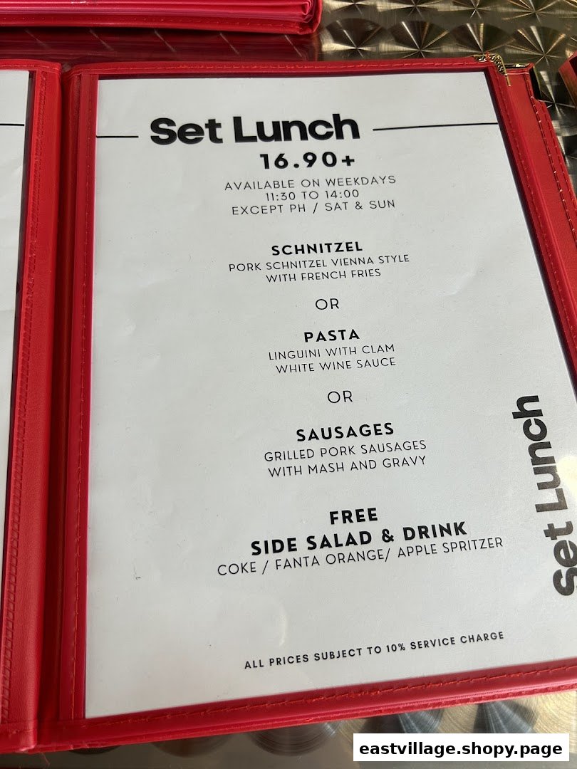 A menu page displaying the Set Lunch options and pricing for Schnitzel Haus.