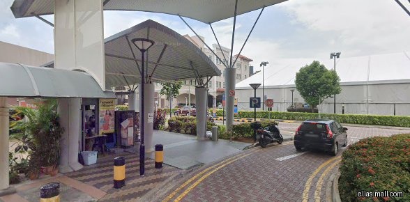 The shop front of SPH Buzz - Elias Mall under a covered walkway.