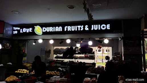 The shop front of Time to Love Durian Fruits & Juice.