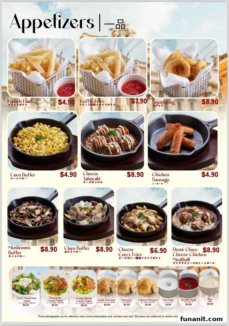 A comprehensive menu showcasing Afuri's appetizers, salads, bread, soups, and sides with prices and appealing food photography.