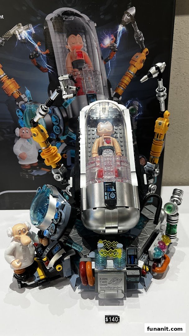 A detailed Astro Boy collectible figure in a futuristic lab setup, displayed for sale.