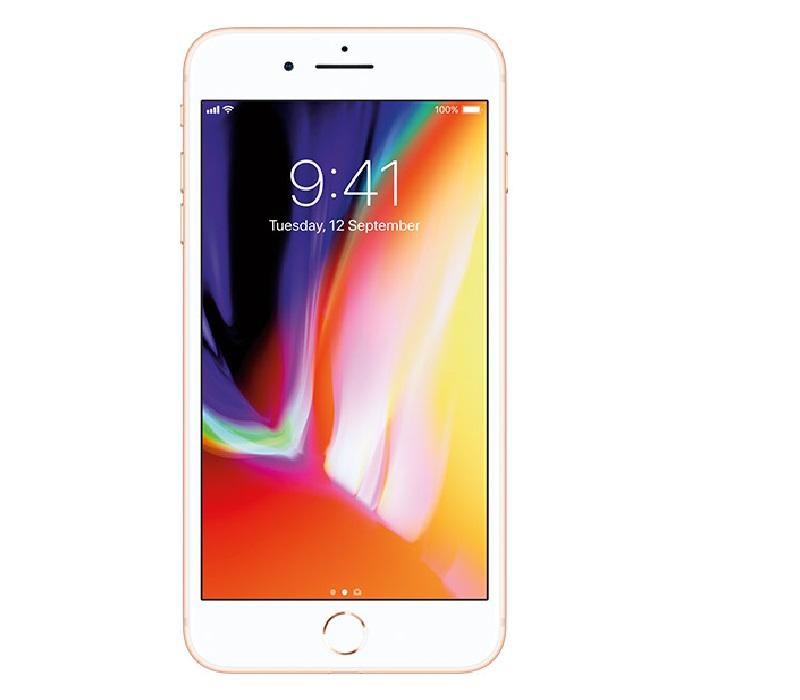 A gold iPhone displaying the lock screen on a plain white background.