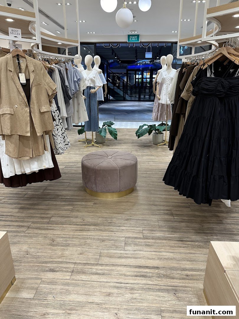 Interior view of Fash Mob boutique showcasing stylish women's apparel on mannequins and racks.