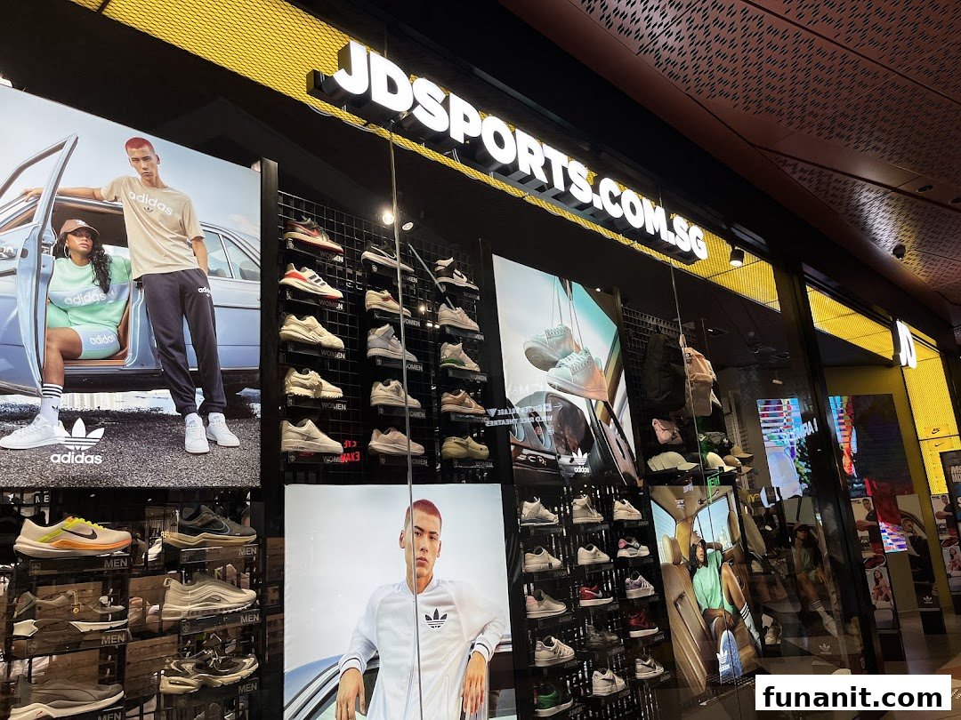 The vibrant storefront of JD Sports showcases a wide array of athletic footwear and apparel.