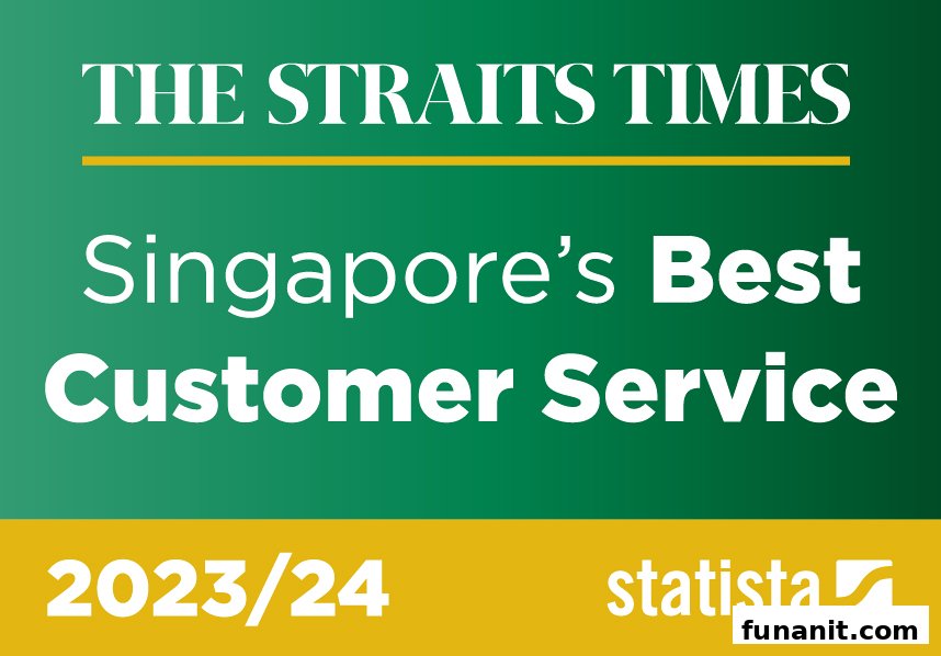An award graphic from The Straits Times and Statista recognizing Singapore's Best Customer Service for 2023/24.