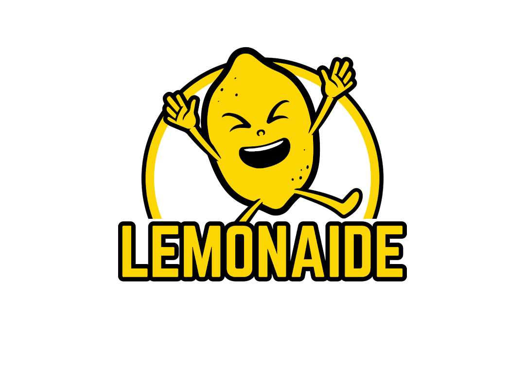 The Lemonaide logo features a cheerful yellow cartoon lemon character above the shop's name.