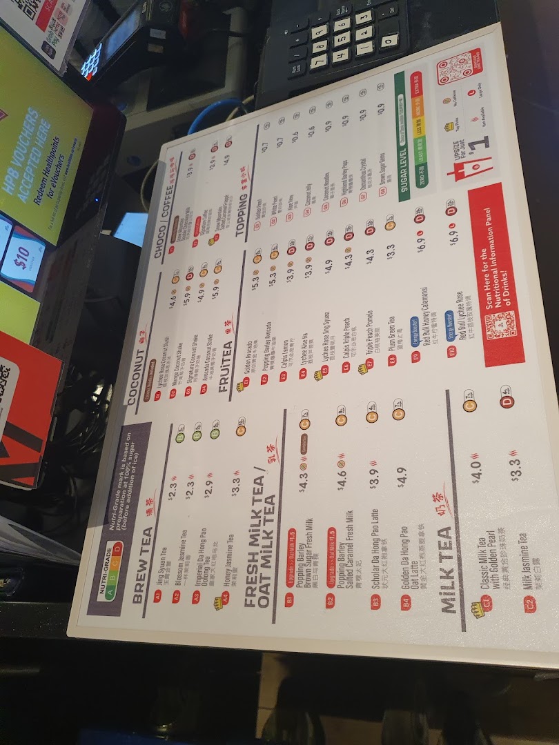 Detailed menu board for LiHO TEA, showcasing various bubble tea and beverage options with prices.