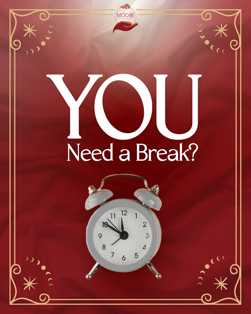 A promotional image asking 'YOU Need a Break?' with an alarm clock and the shop's logo.