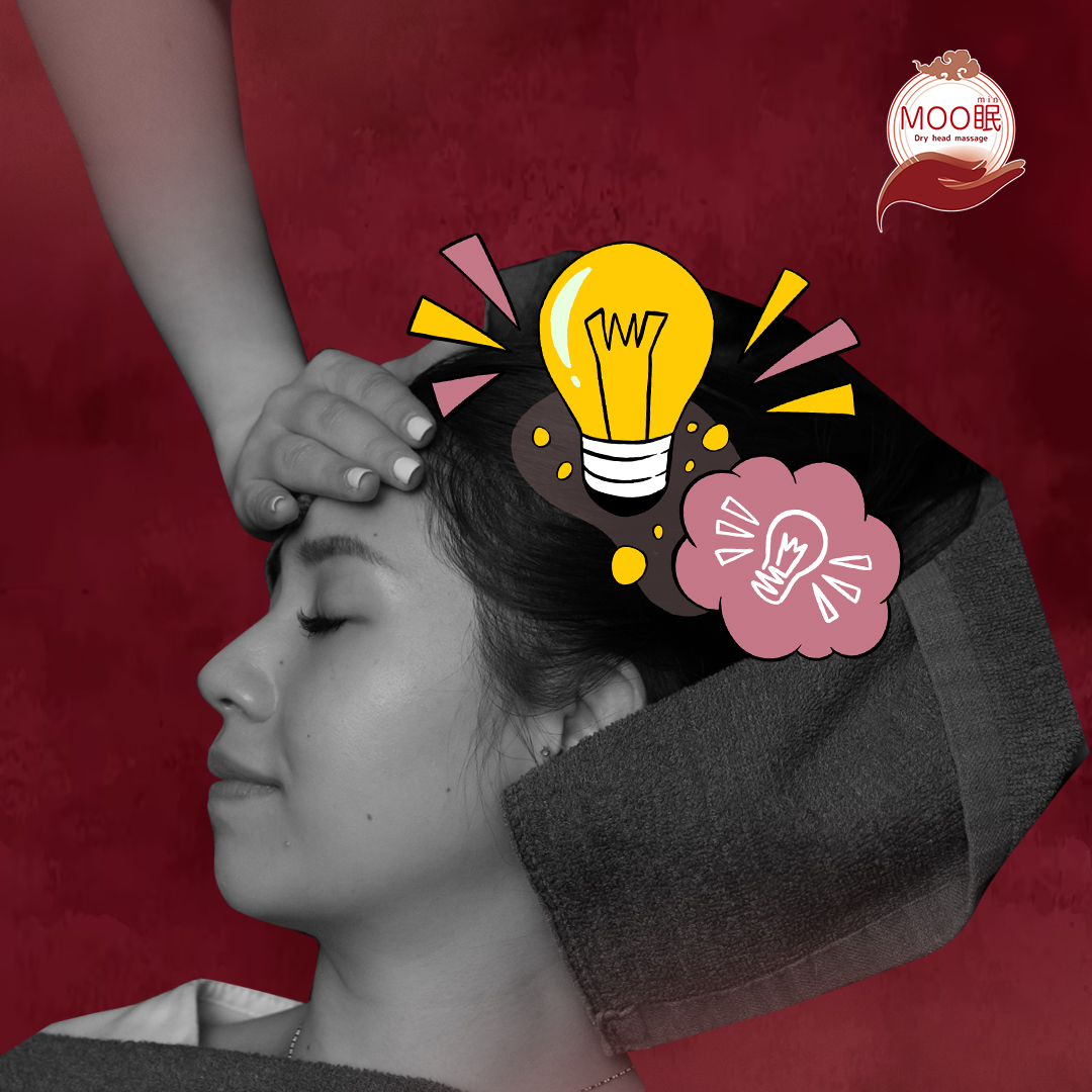 A person receives a dry head massage, symbolizing mental clarity and new ideas.