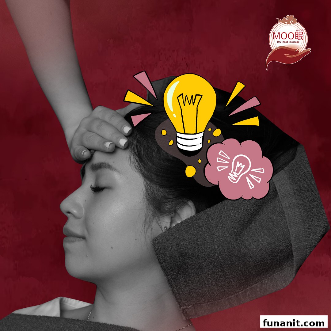 A person receives a dry head massage, symbolizing mental clarity and new ideas.