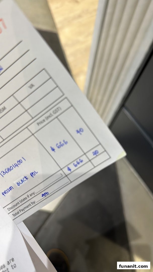 A close-up of an Oakley sales document showing product details like 'PRIZM BLACK POL' and pricing information.