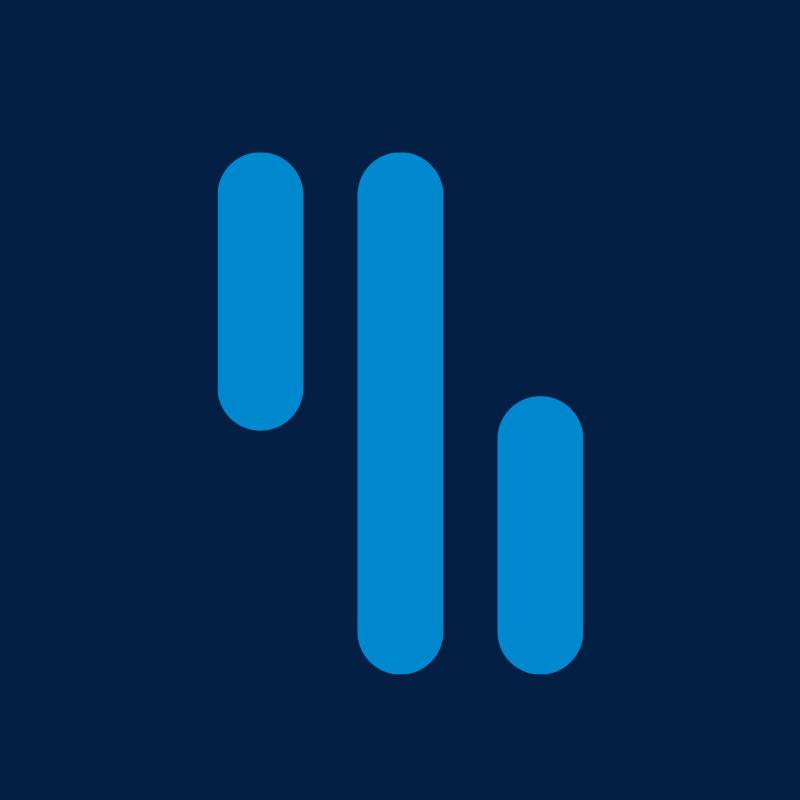 A blue abstract logo featuring vertical rounded bars on a dark blue background, representing the Omnidesk brand.