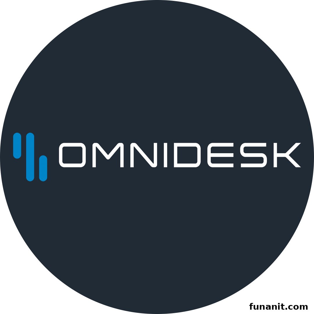 The Omnidesk logo, featuring the brand name in white text with a blue abstract icon on a dark background.
