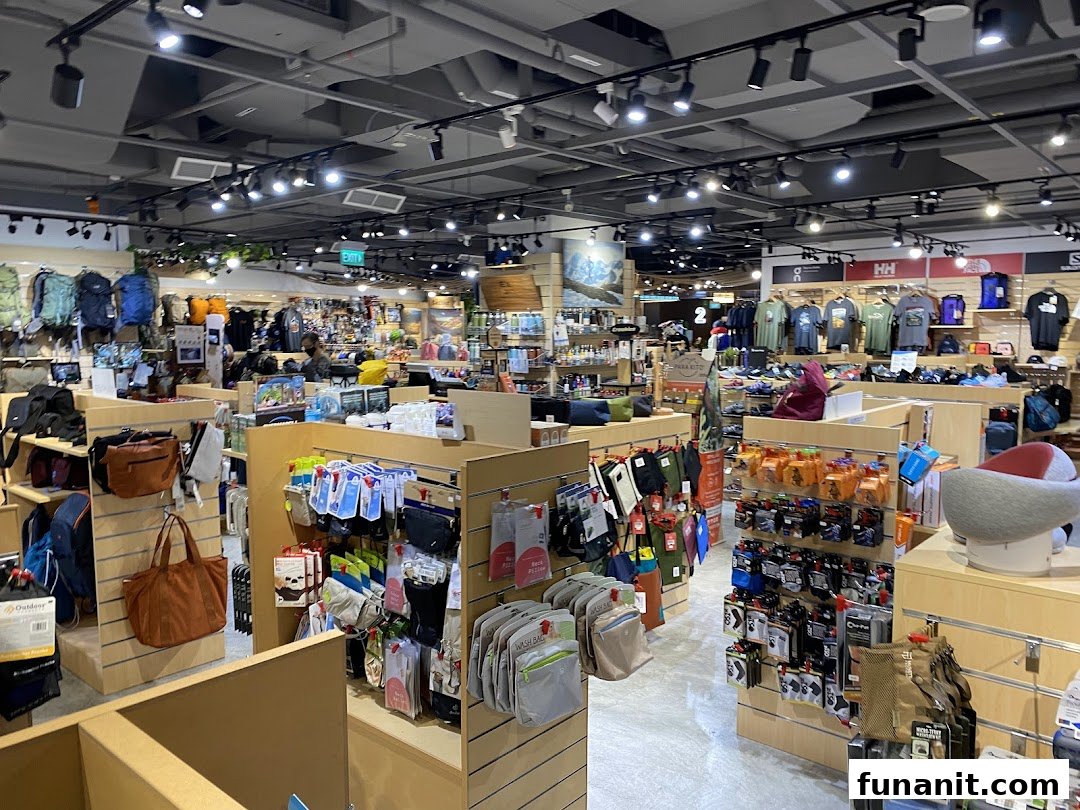 Interior view of Outdoor Life store, showcasing a wide range of outdoor gear, apparel, and accessories.