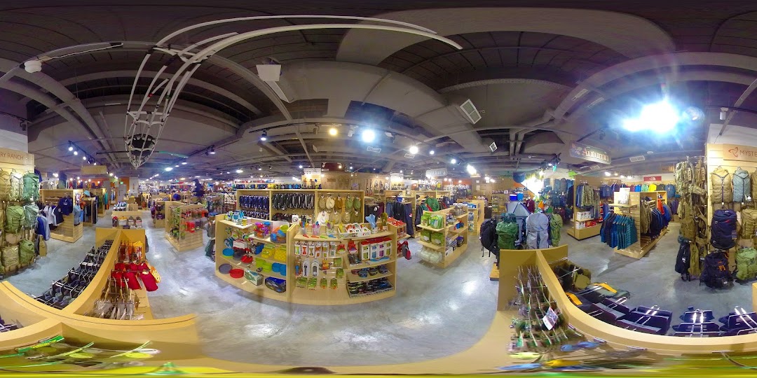 A wide-angle view of Outdoor Life - Funan, showcasing a vast selection of outdoor gear and apparel.