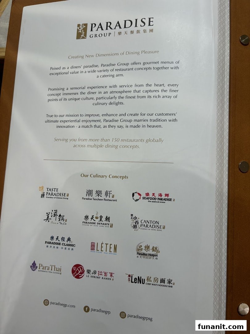 A page showcasing the diverse restaurant concepts under the Paradise Group, detailing their mission and culinary offerings.