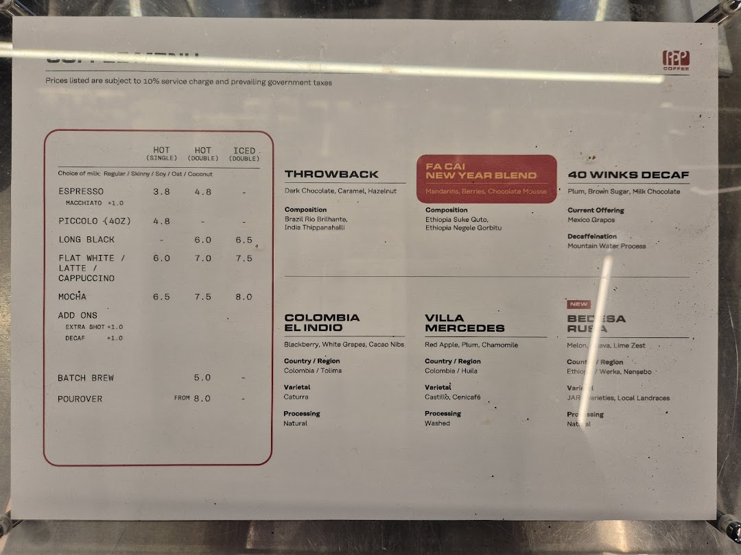 A detailed menu board from PPP Coffee, displaying various coffee drinks and specialty bean offerings.