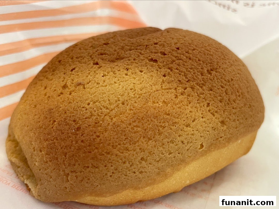 A close-up shot of a freshly baked, golden-brown Rotiboy coffee bun.