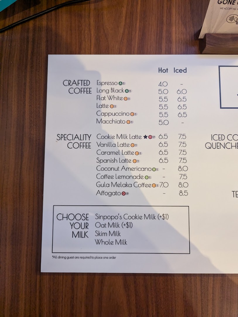 A detailed menu displaying coffee and specialty drink options with prices.