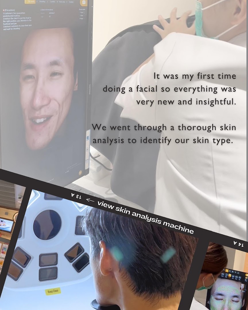 A customer undergoes a detailed skin analysis using advanced technology at Skin Belief.