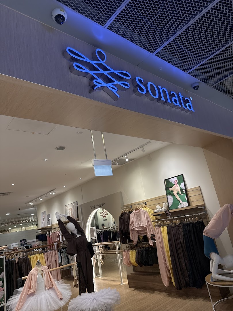 The Sonata Flagship Store entrance showcasing ballet and dancewear on mannequins and racks.