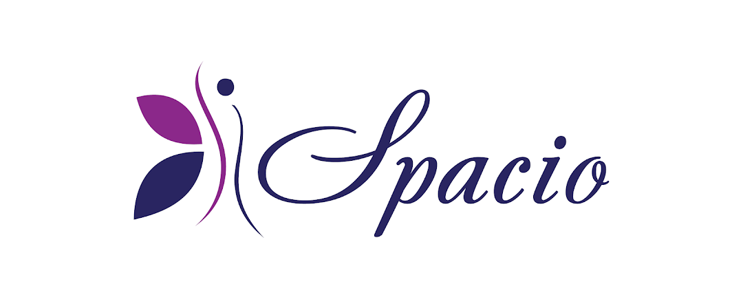 The official logo for Spacio, featuring a stylized figure and elegant script on a white background.