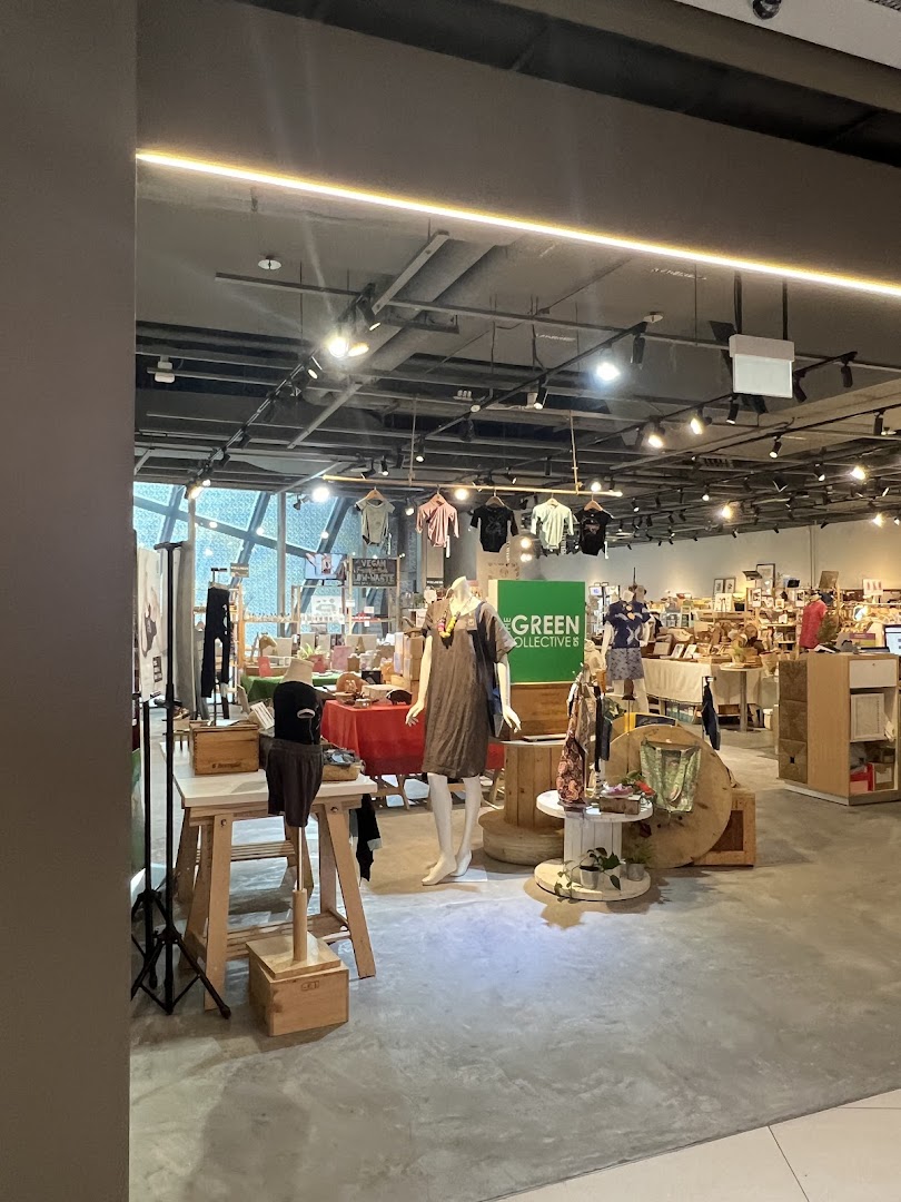 Interior view of The Green Collective SG, showcasing sustainable products, clothing, and unique displays.