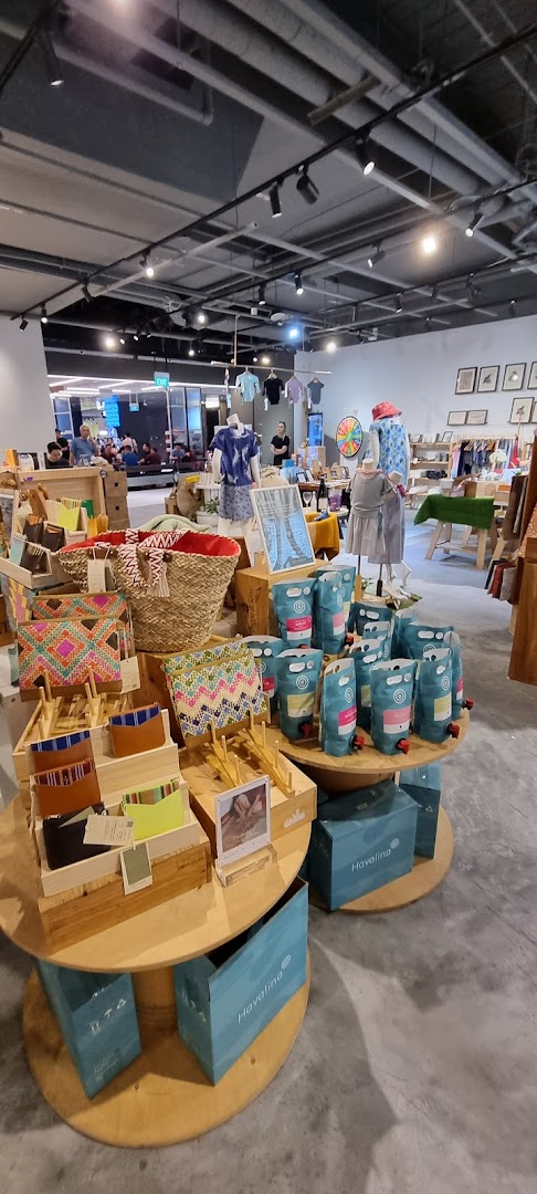 Interior view of The Green Collective SG, showcasing sustainable fashion, accessories, and eco-friendly home goods.