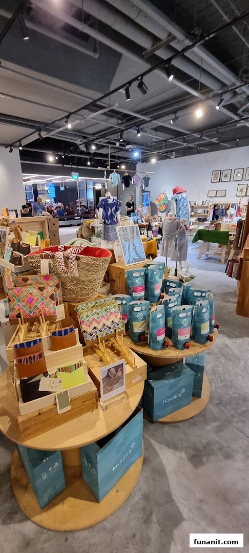Interior view of The Green Collective SG, showcasing sustainable fashion, accessories, and eco-friendly home goods.