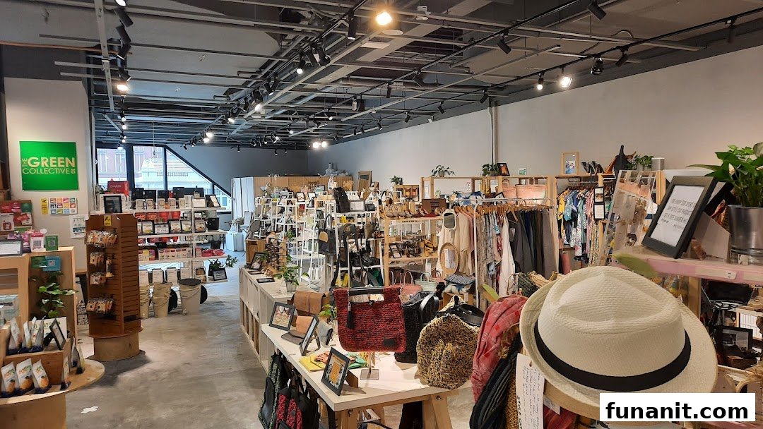 Interior view of The Green Collective SG, showcasing a wide array of sustainable products, fashion, and home goods.