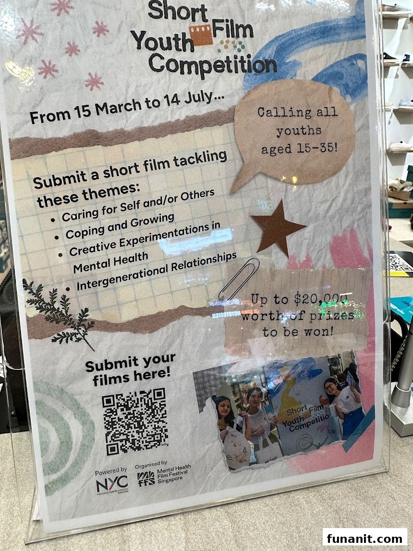 A poster promoting a 'Short Youth Film Competition' with submission details and themes.