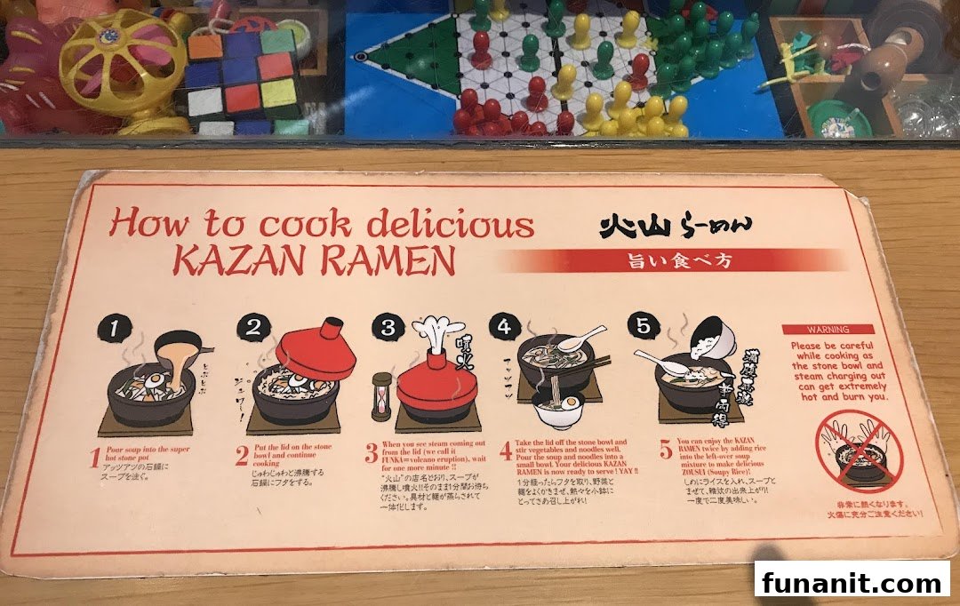 A step-by-step guide illustrating how to cook and enjoy delicious Kazan Ramen in a stone bowl.