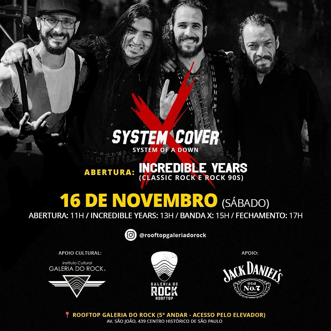 System Cover System of a Down tribute no Rooftop Galeria do Rock