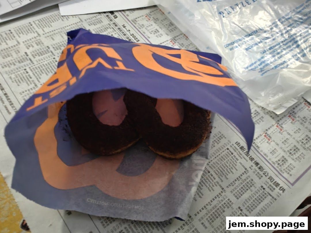 Auntie Anne's pretzel bag with chocolate-covered pretzels inside.