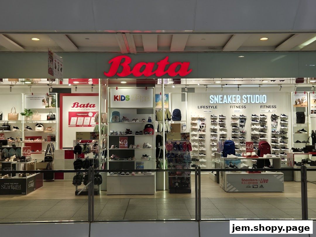 The Bata shoe store features a 'Kids Zone' and 'Sneaker Studio' with various footwear displays.