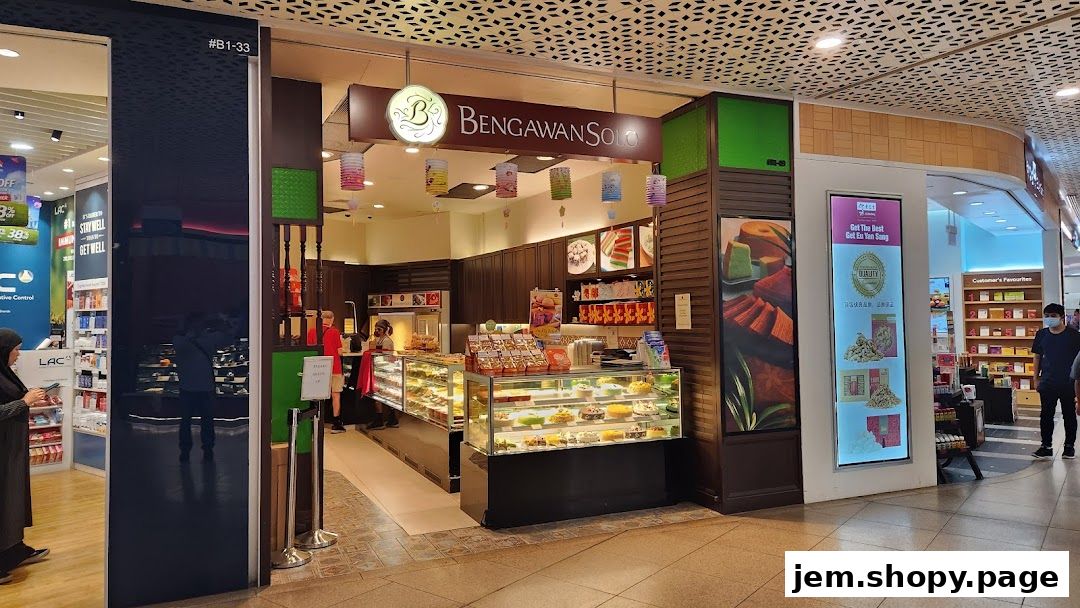 The exterior of Bengawan Solo, a shop selling cakes and pastries, with a display of baked goods.